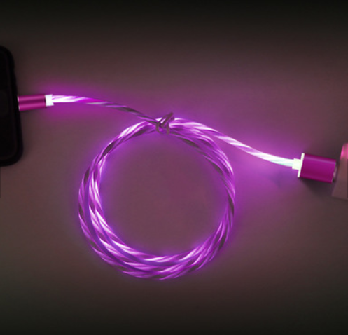 Lichtgevende oplaadkabel 1M + 3 magn. adapters, Roze - Generica - productfoto 2