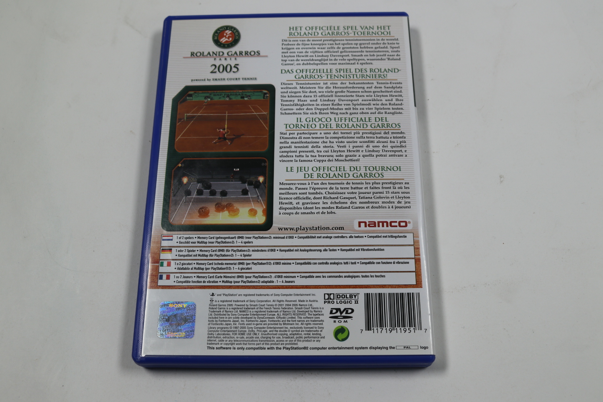 PlayStation 2 - Roland Garros 2005 - Namco - productfoto 2