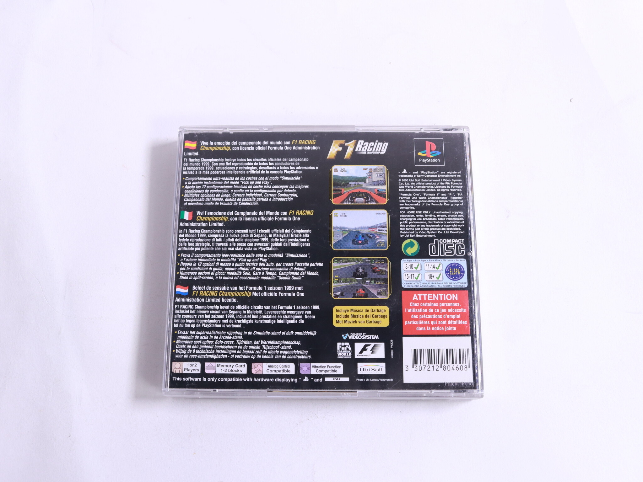 PlayStation 1 - F1 Racing Championship - Ubisoft - productfoto 2
