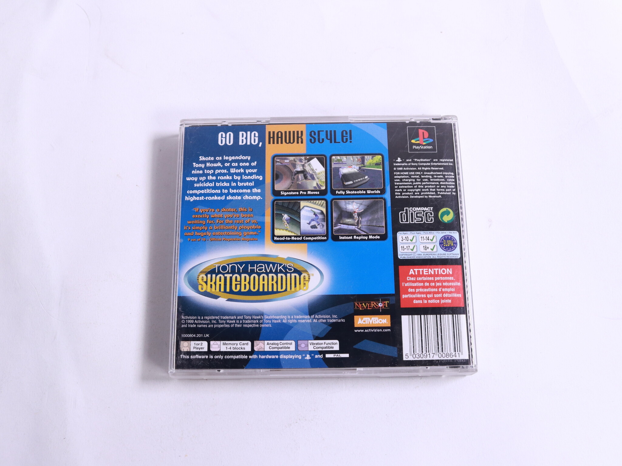 PlayStation 1 - Tony Hawk's Skateboarding - Neversoft - productfoto 3