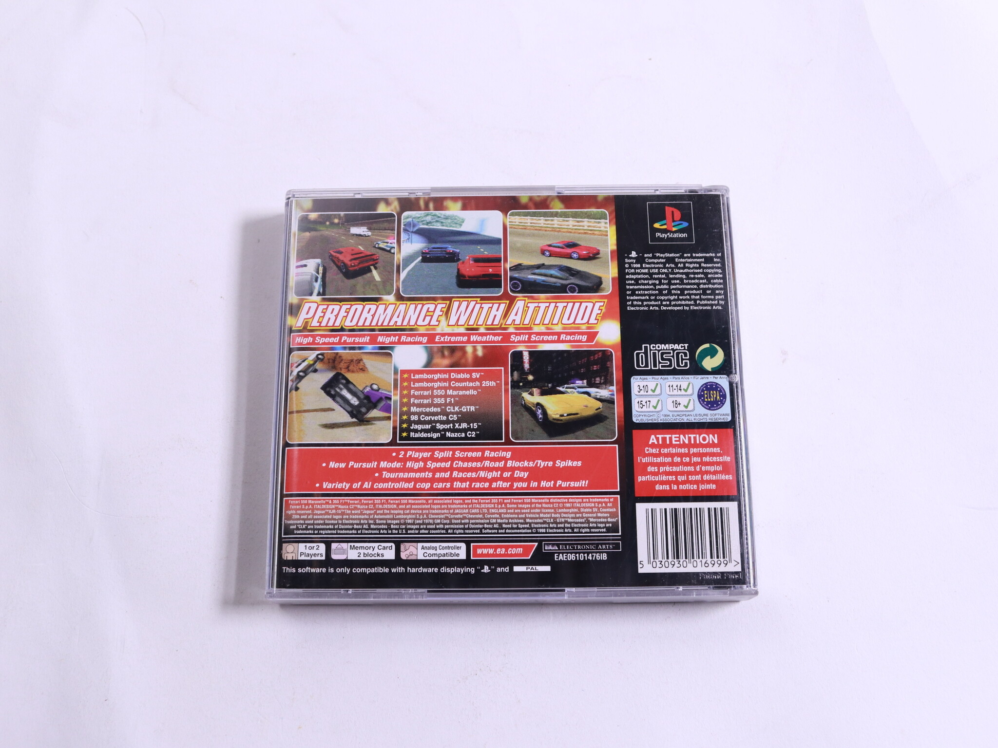 Playstation 1 - Need For Speed Hot Pursuit / Overblood 2 - PlayStation - productfoto 3