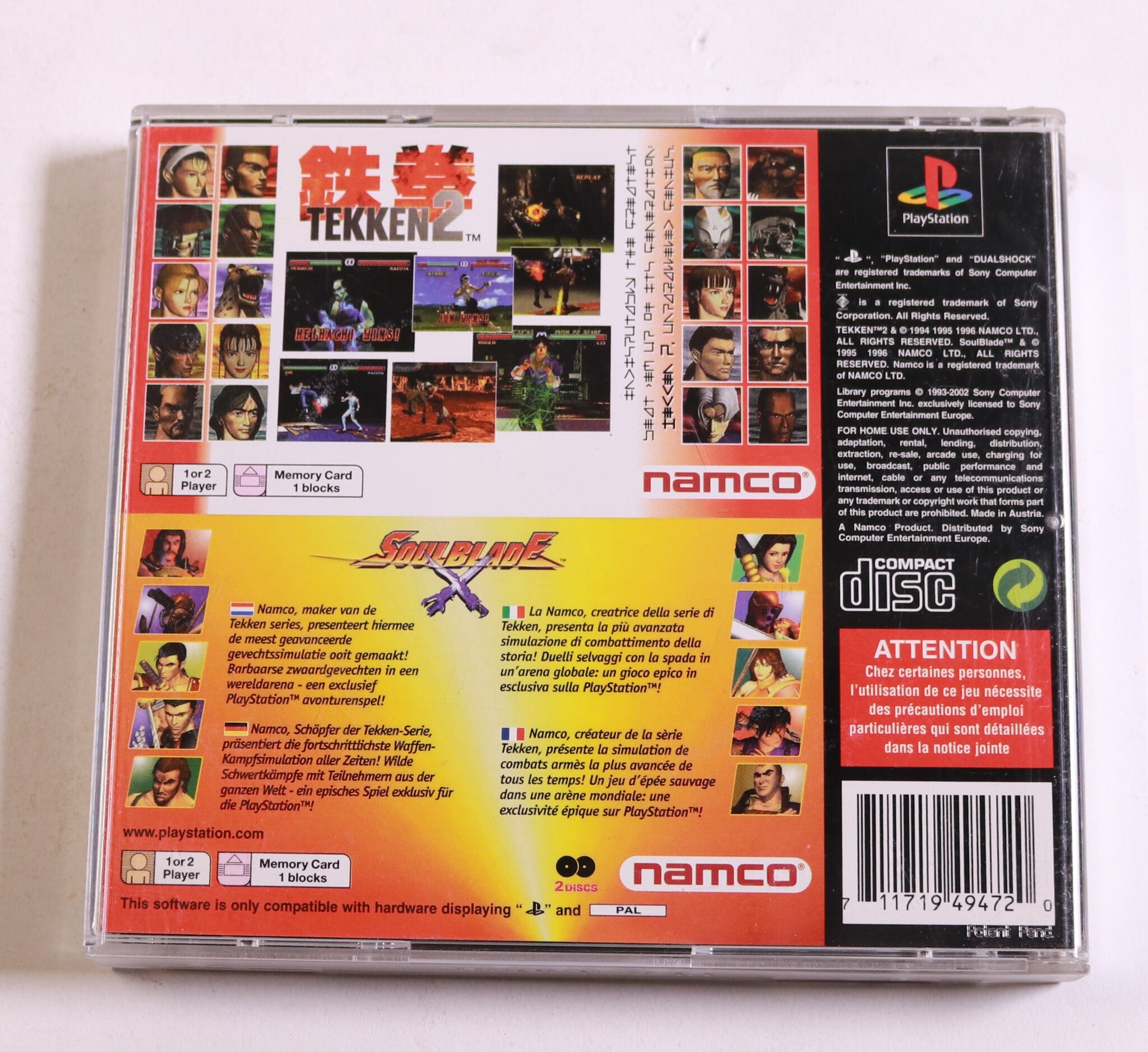 Playstation 1 - 2 Games Tekken 2 + Soulblade - productfoto 3