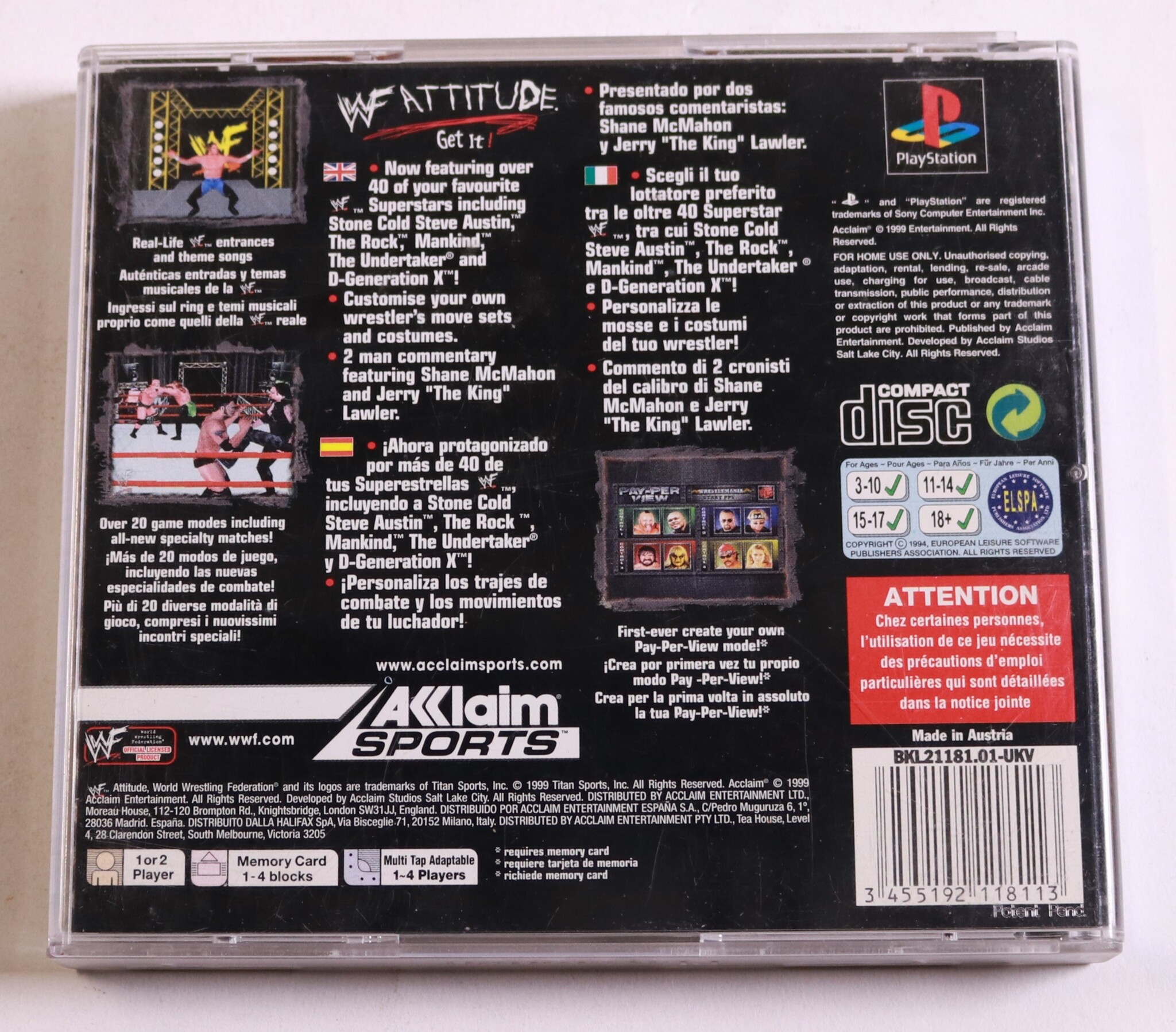 PlayStation 1 - WWF Attitude - productfoto 3