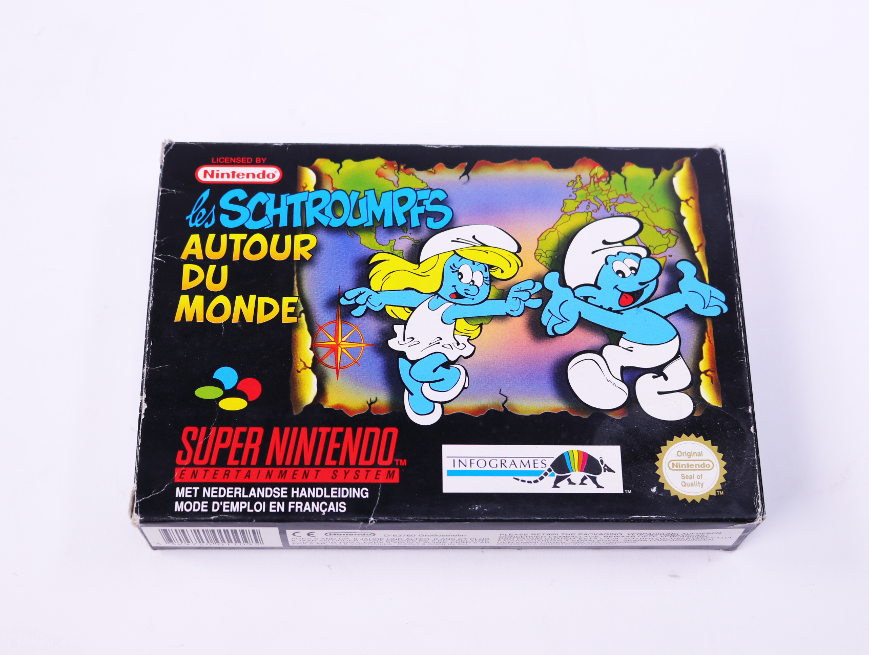 SNES - The Smurfs/ Les Schtroumpfs: Autour du Monde - Boxed CIB - productfoto 3