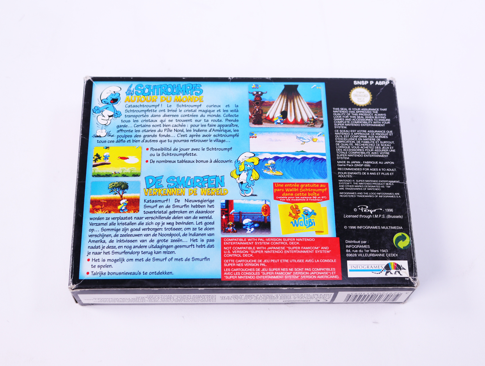 SNES - The Smurfs/ Les Schtroumpfs: Autour du Monde - Boxed CIB - productfoto 4