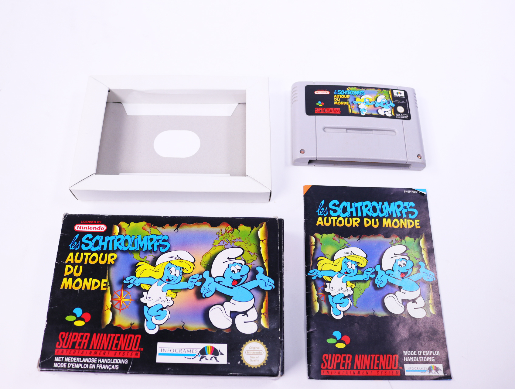 SNES - The Smurfs/ Les Schtroumpfs: Autour du Monde - Boxed CIB