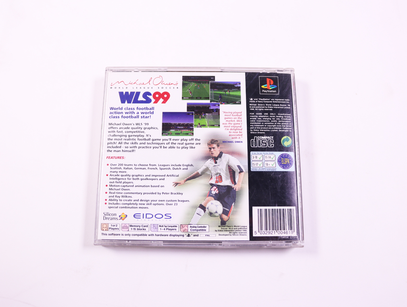 PlayStation 1 - Michael Owen's World League Soccer '99 - productfoto 2