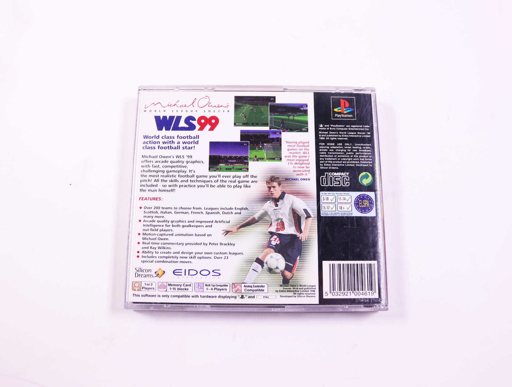PlayStation 1 - Michael Owen's World League Soccer 99 [No Manual] - productfoto 2