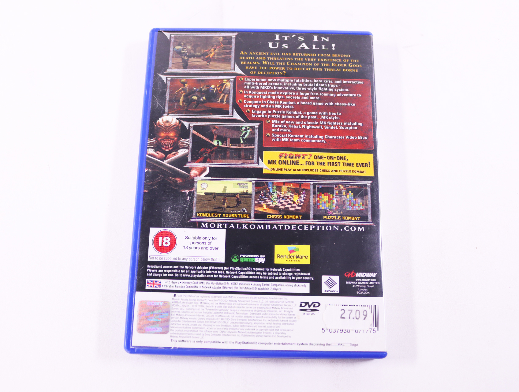 Playstation 2 - Mortal Kombat: Deception - productfoto 2
