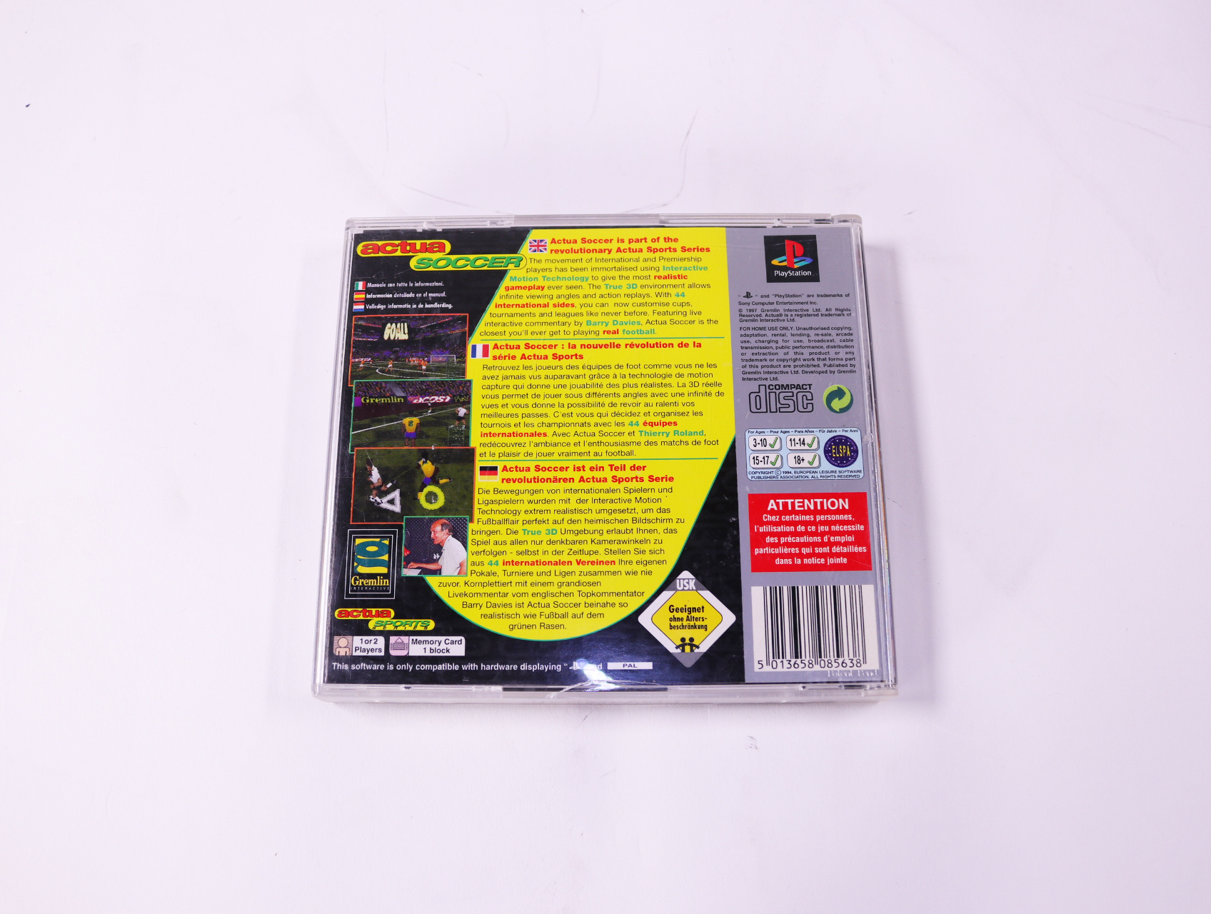 PlayStation 1 - Actua Soccer [Platinum] - productfoto 3