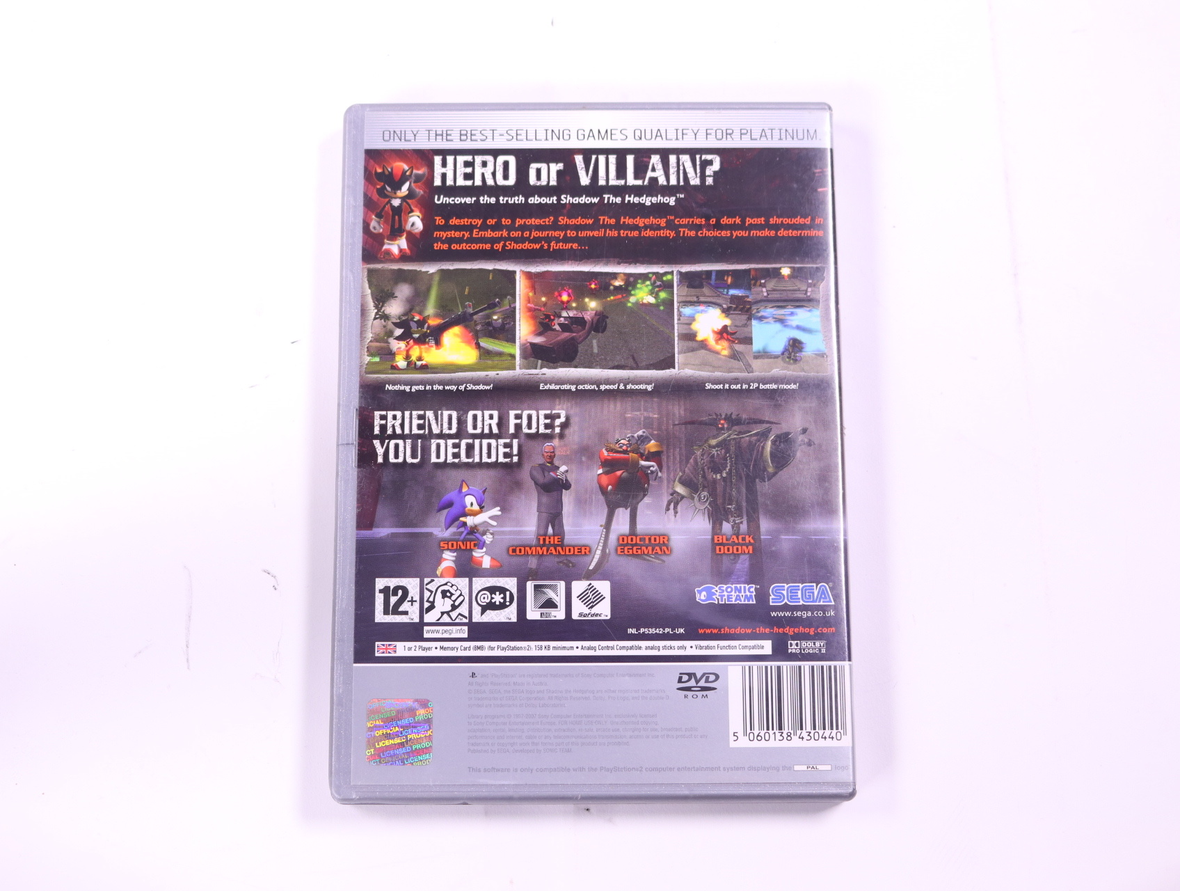 PlayStation 2 - Shadow the Hedgehog [Platinum] - Sega - productfoto 2