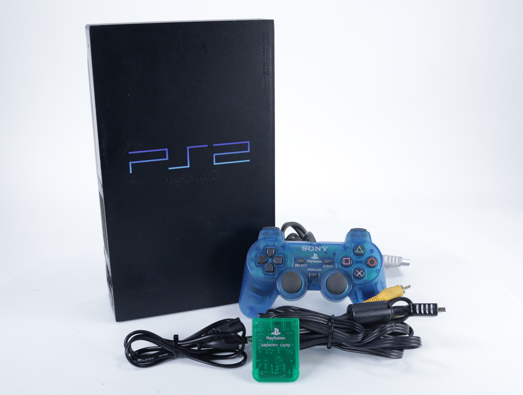 PlayStation 2 - Console [Zwart][Licht Beschadigd] - Blauwe controller