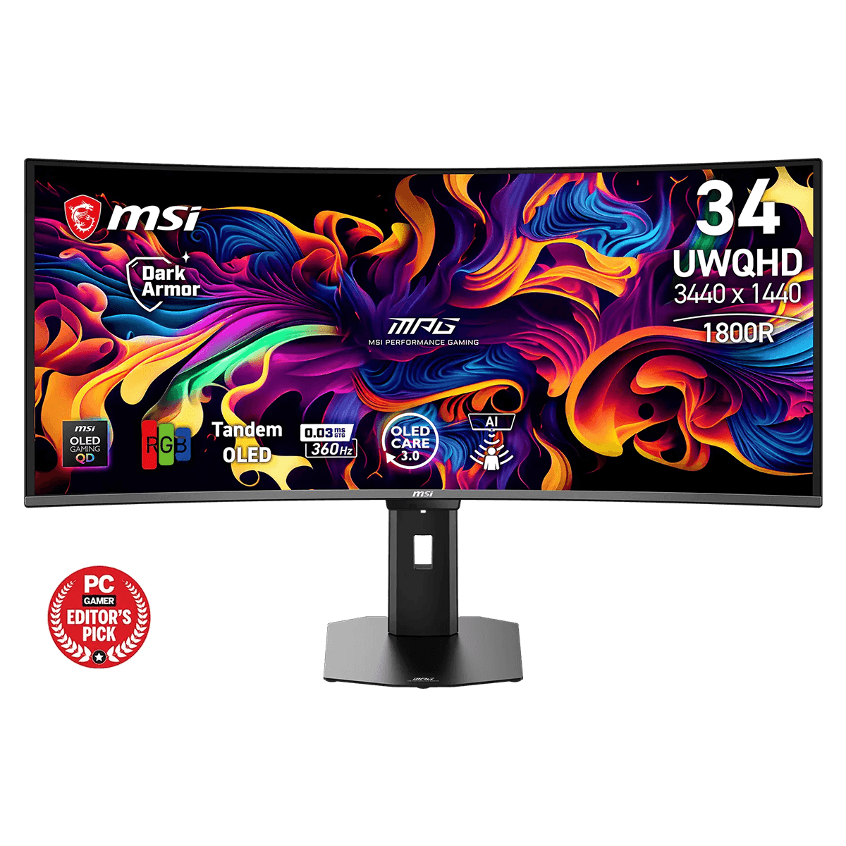 MPG 341CQR | WQHD - Curved - 360hz - 0.03ms - OLED - 34 inch - MSI - productfoto 2