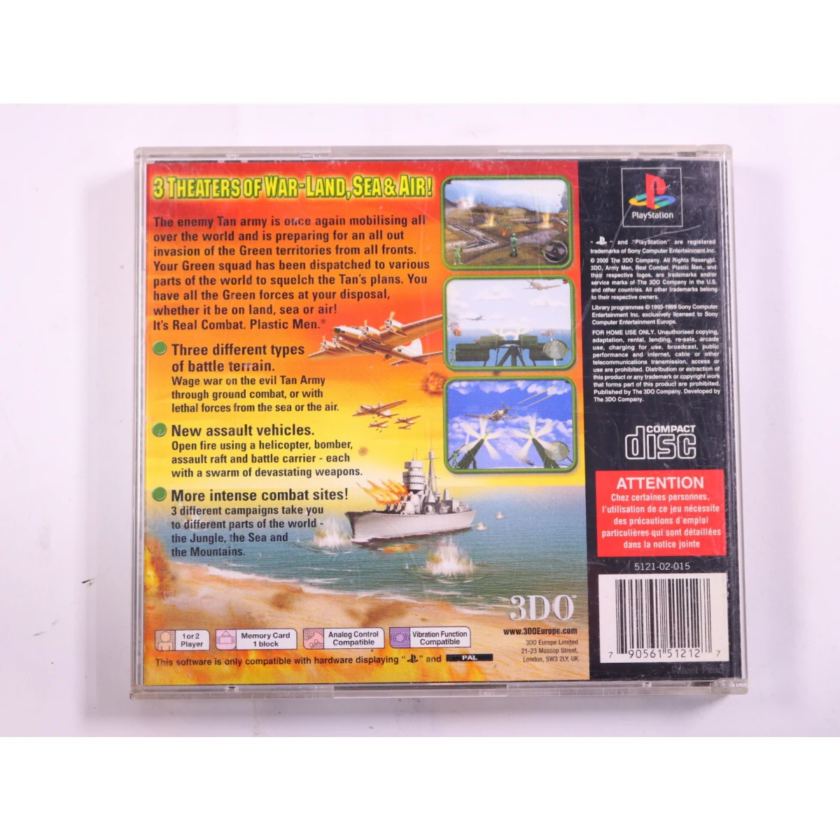 PlayStation 1 - Army Men: Land, Sea, Air - productfoto 3