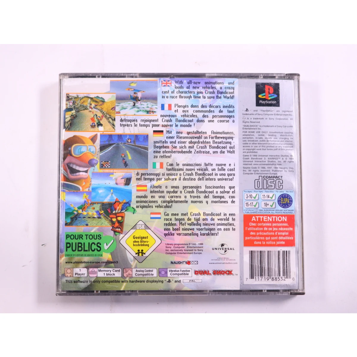 PlayStation 1 - Crash Bandicoot: Warped [Platinum] - productfoto 3