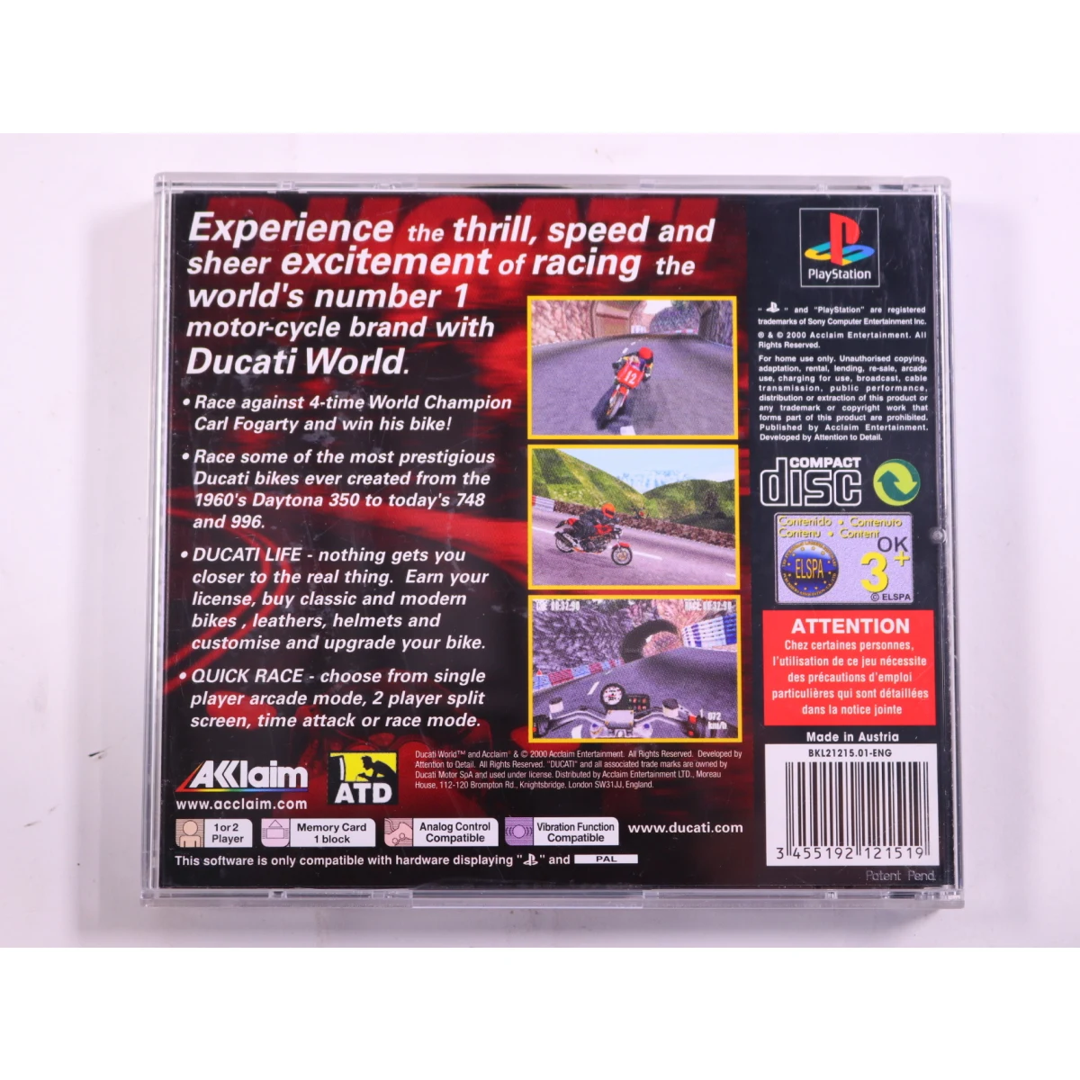 PlayStation 1 - Ducati World Racing Challenge - productfoto 3