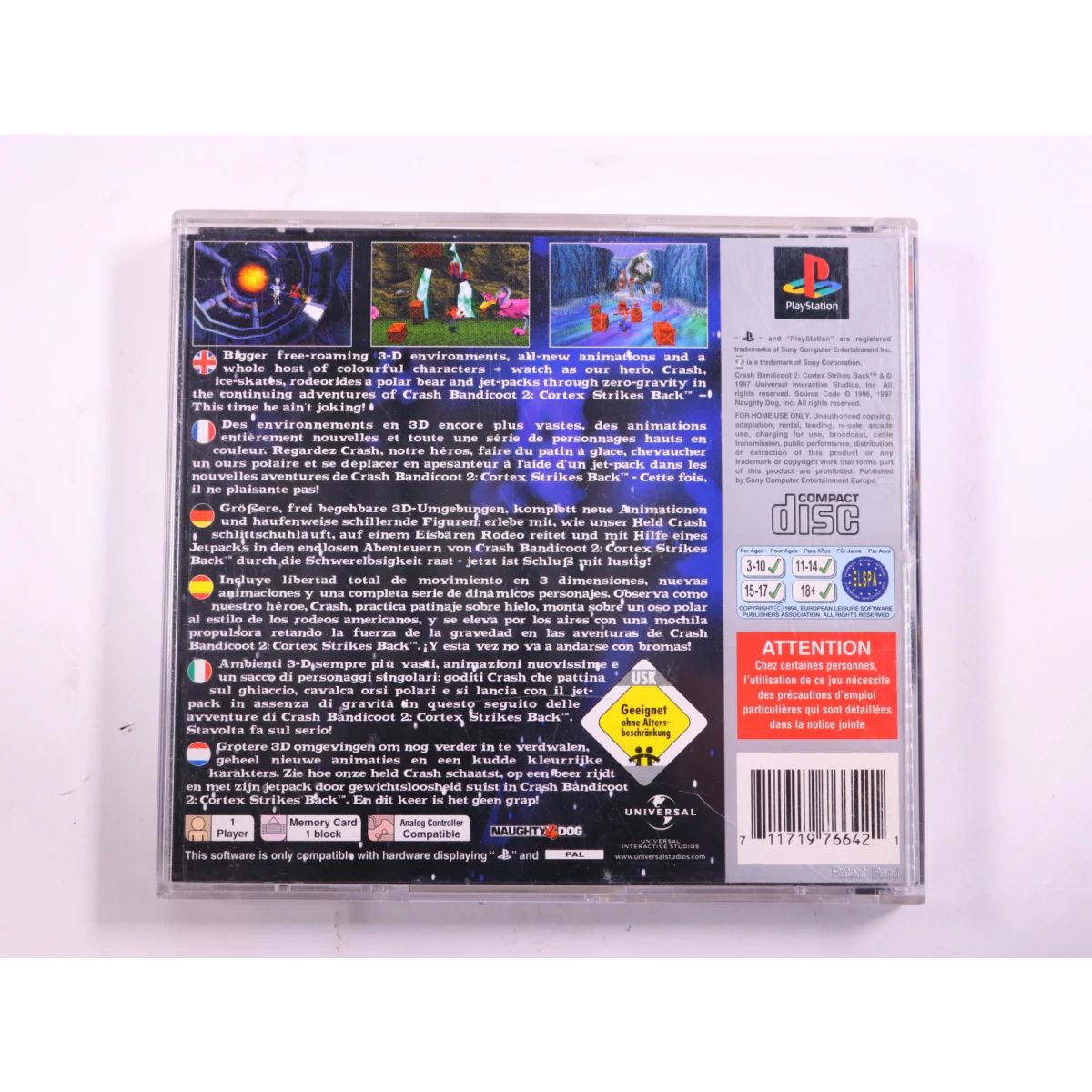PlayStation 1 - Crash Bandicoot 2: Cortex Strikes Back [Platinum] - productfoto 3