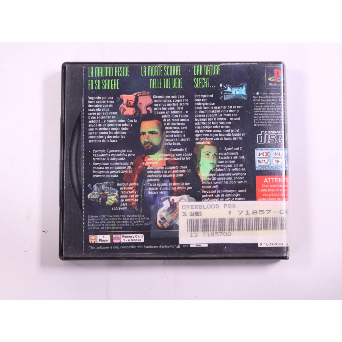 PlayStation 1 - OverBlood A3-D Sci-Fi Adventure [No Manual] - productfoto 3