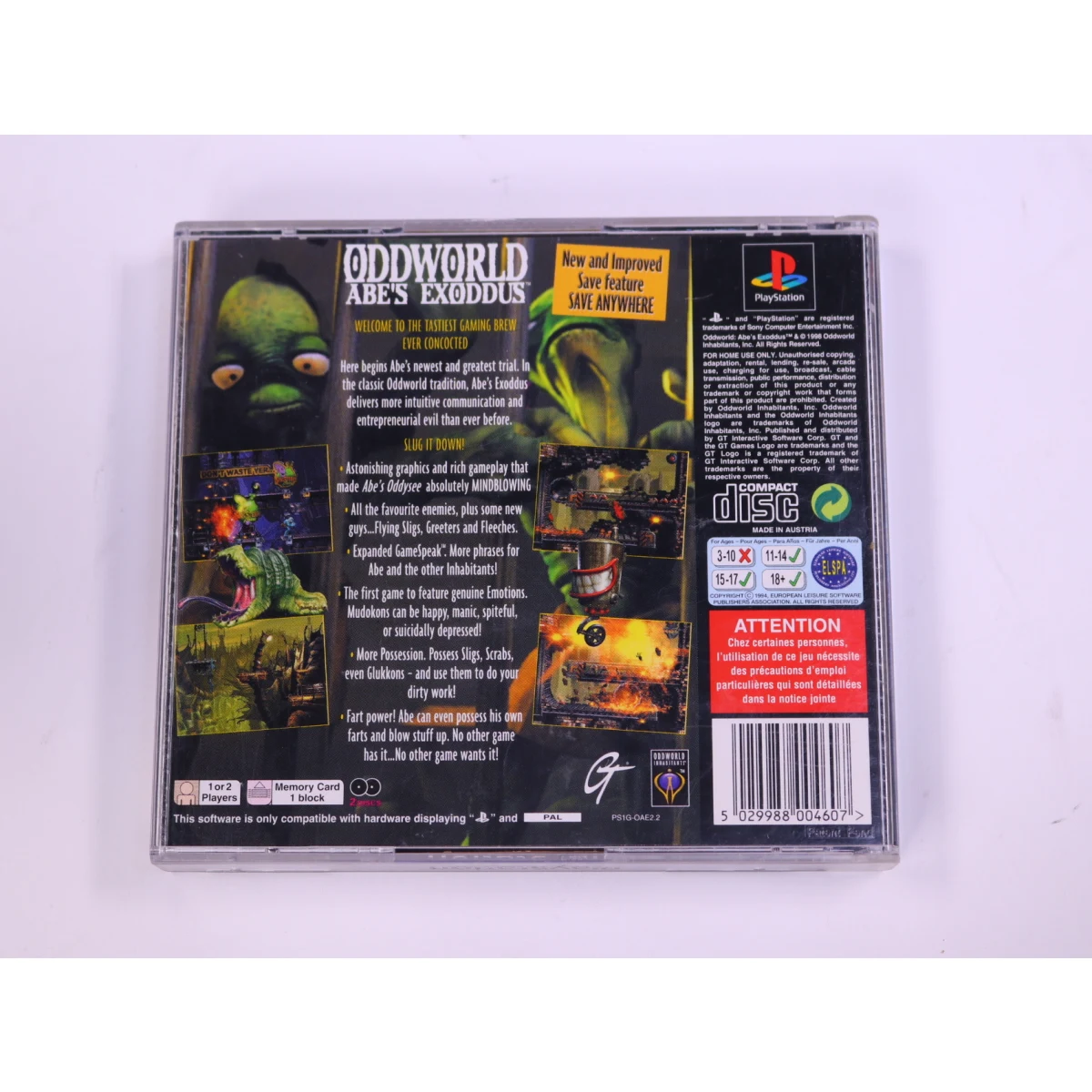 PlayStation 1 - Oddworld: Abe's Exoddus - productfoto 2