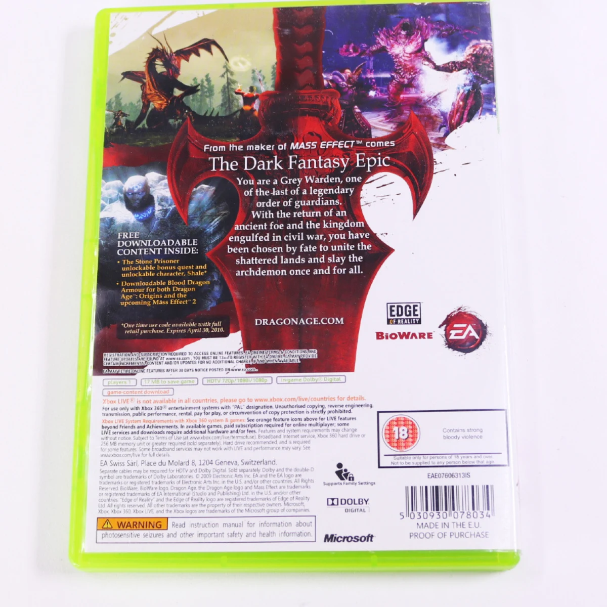 Xbox 360 - Dragon Age: Origins [No Manual] - productfoto 2