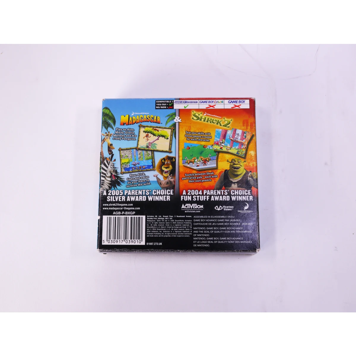 Game Boy Advance - 2 in 1 Fun Pack: Madagascar & Shrek 2 [CIB Boxed] - productfoto 4
