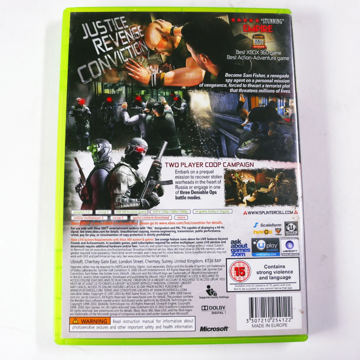 Xbox 360 - Tom Clancy's Splinter Cell: Conviction - productfoto 2