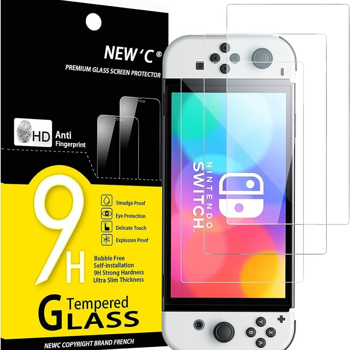 Screenprotector Tempered Glass voor Nintendo Switch OLED-model  (3 stuks)