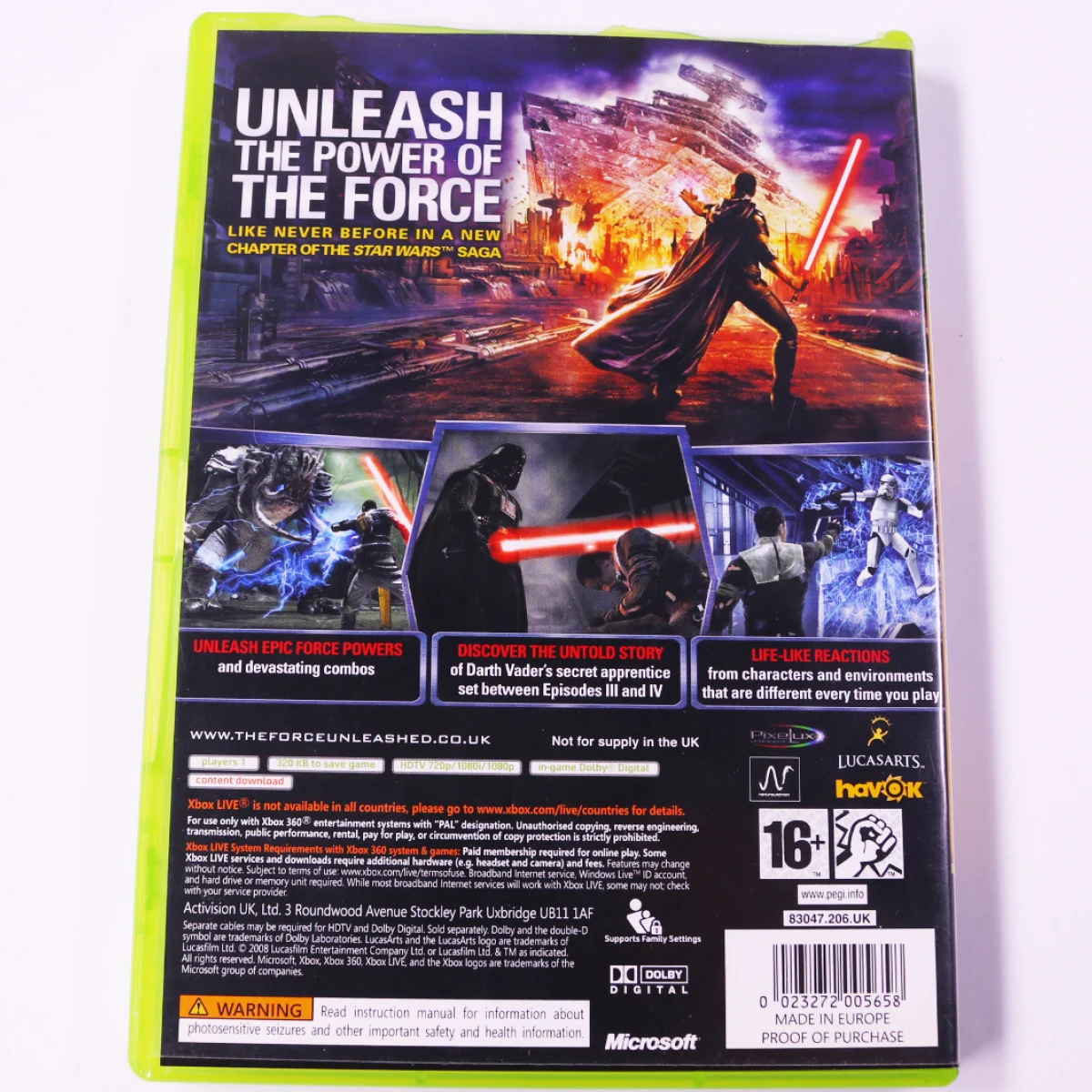 Xbox 360 - Star Wars: The Force Unleashed - productfoto 2
