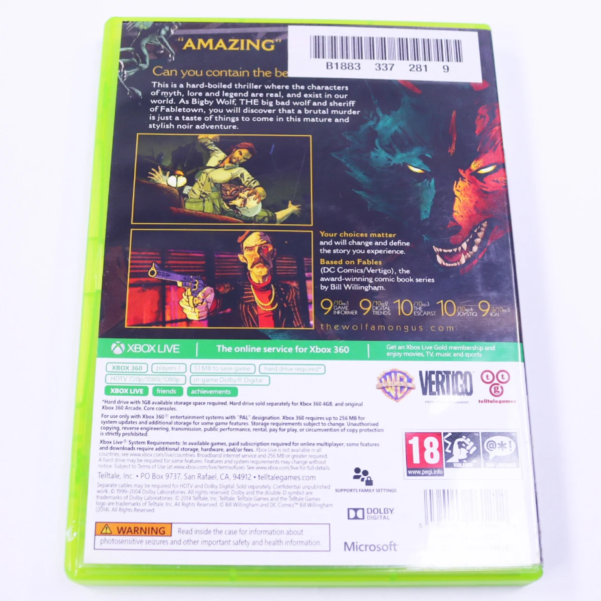 Xbox 360 - The Wolf Among Us [No Manual] - Telltale Games - productfoto 2