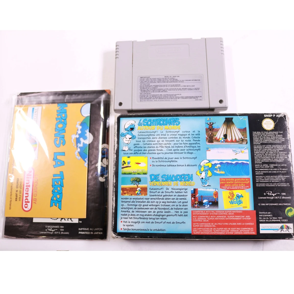 SNES - Les Schtroumpfs: Autour du Monde - Boxed CIB - productfoto 3