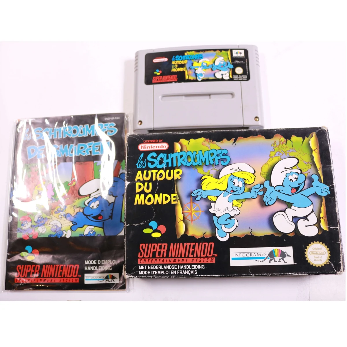 SNES - Les Schtroumpfs: Autour du Monde - Boxed CIB - productfoto 2