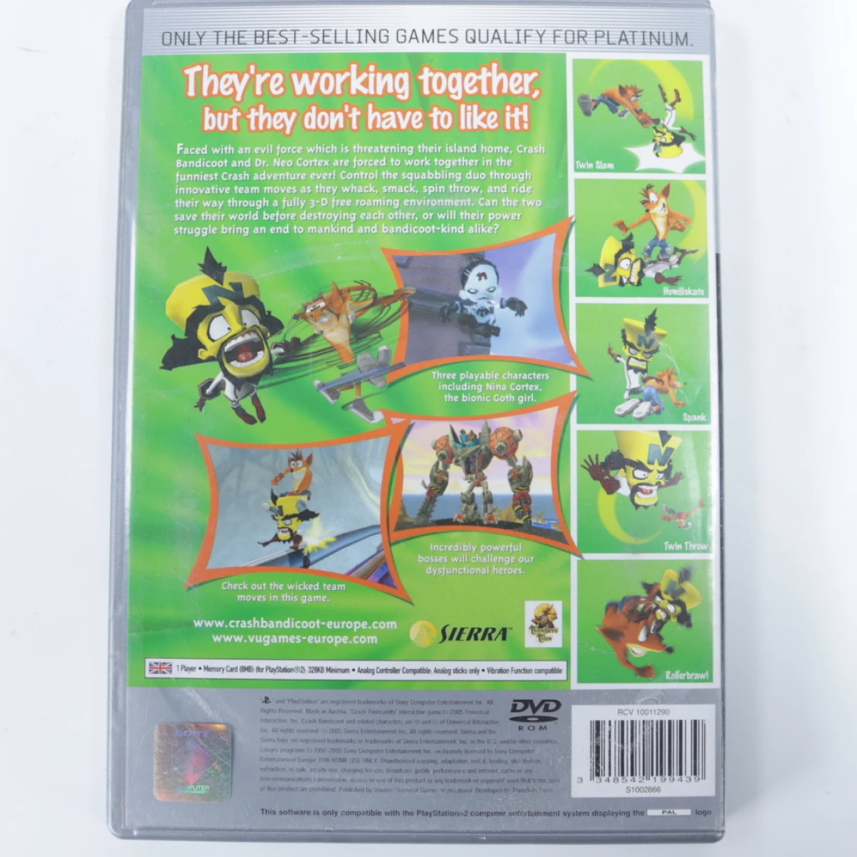 Playstation 2 - Crash Twin Sanith[Platinum][No Manual] - productfoto 2