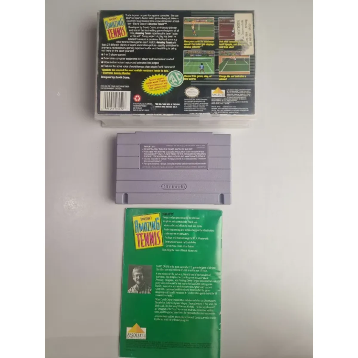 SNES - David Crane's Amazing Tennis - USA - Plastic Boxed - Absolute Entertainment - productfoto 2