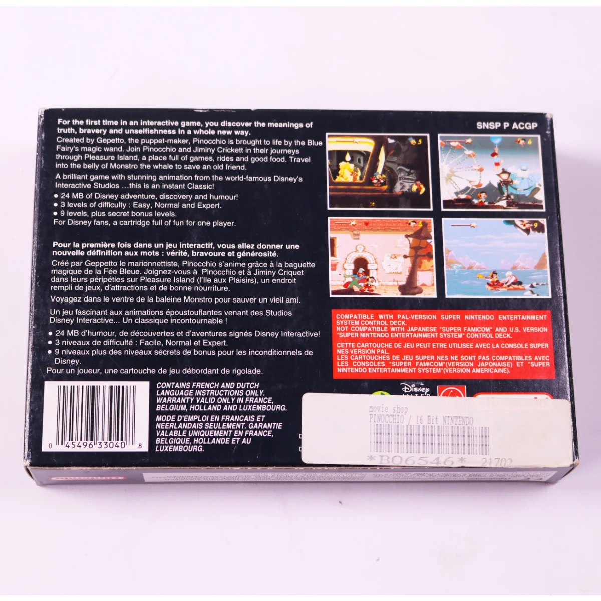 SNES - Pinocchio - Boxed - Virgin Interactive - productfoto 4