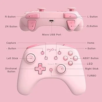 9607X - Controller Switch Nintendo - Draadloos - PC en iOS16 - Draadloze Controller - Roze - Nintendo - productfoto 3
