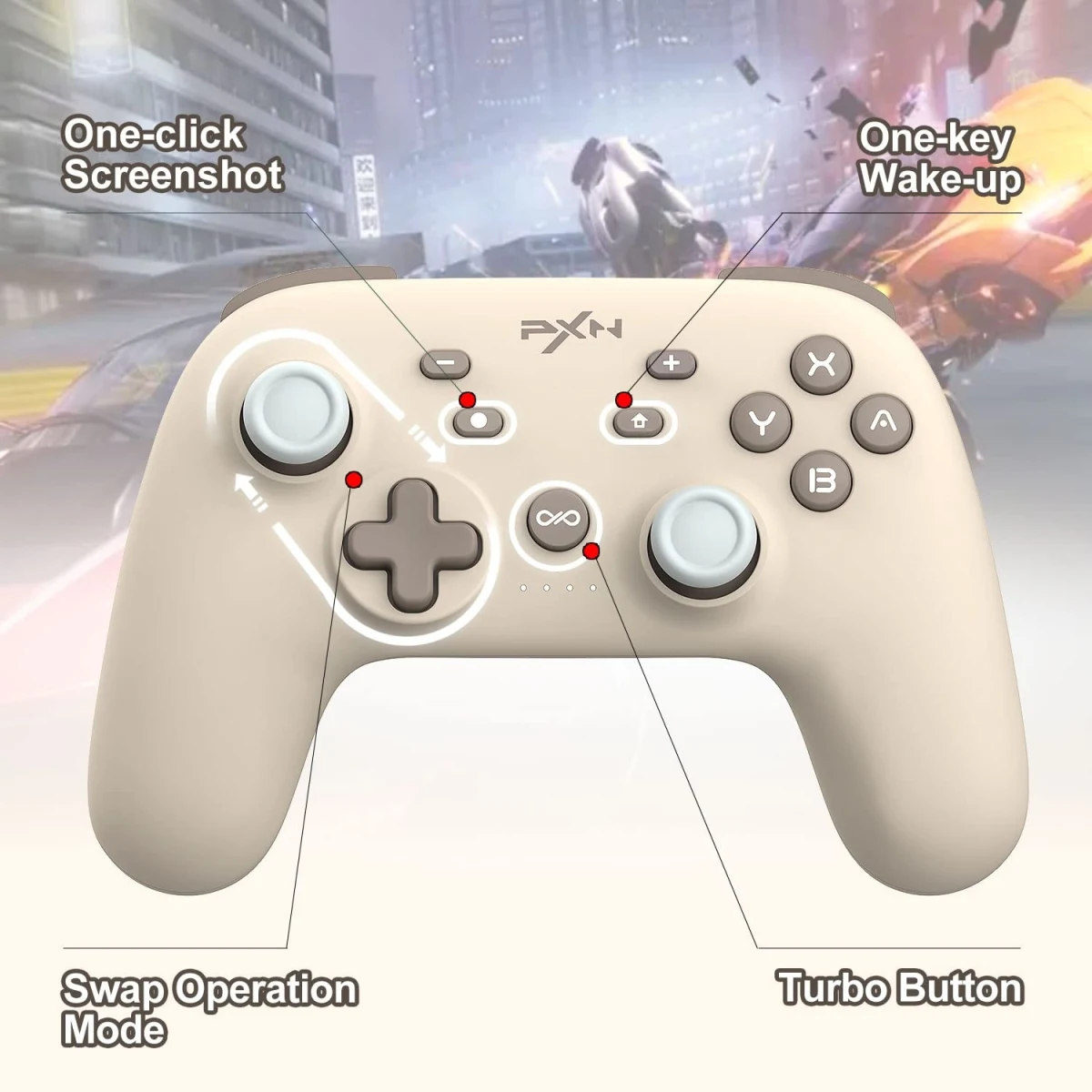 P50 - Controller Switch Nintendo - Draadloos - PC en iOS16 - Draadloze Controller - Beige - Nintendo - productfoto 2