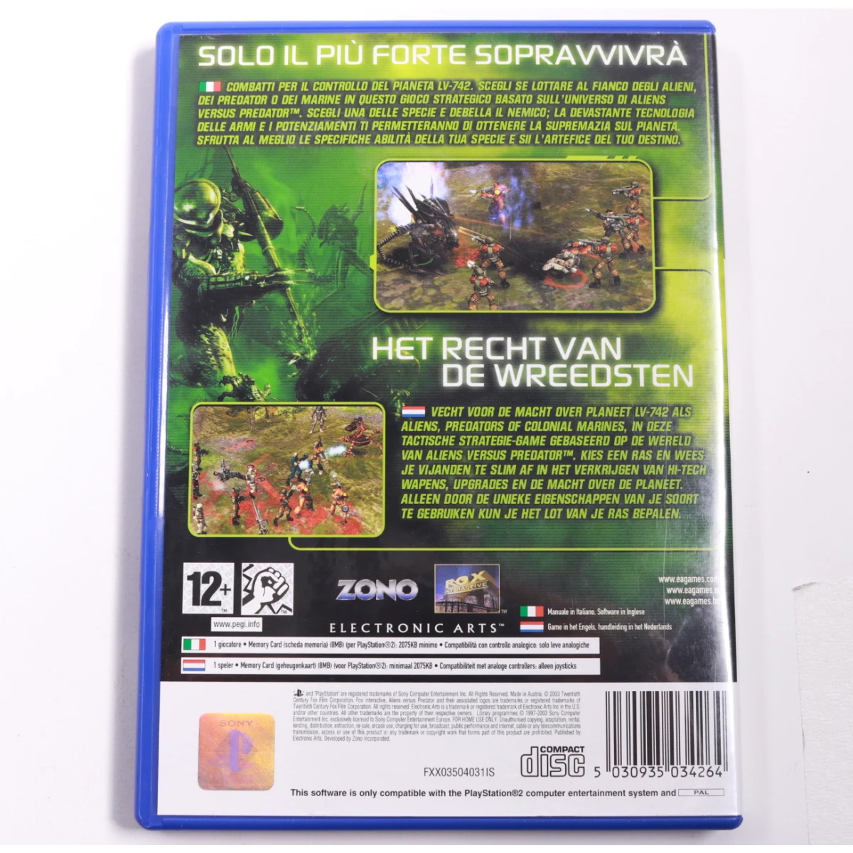 PlayStation 2 - Aliens Versus Predator: Extinction - Zono - productfoto 2
