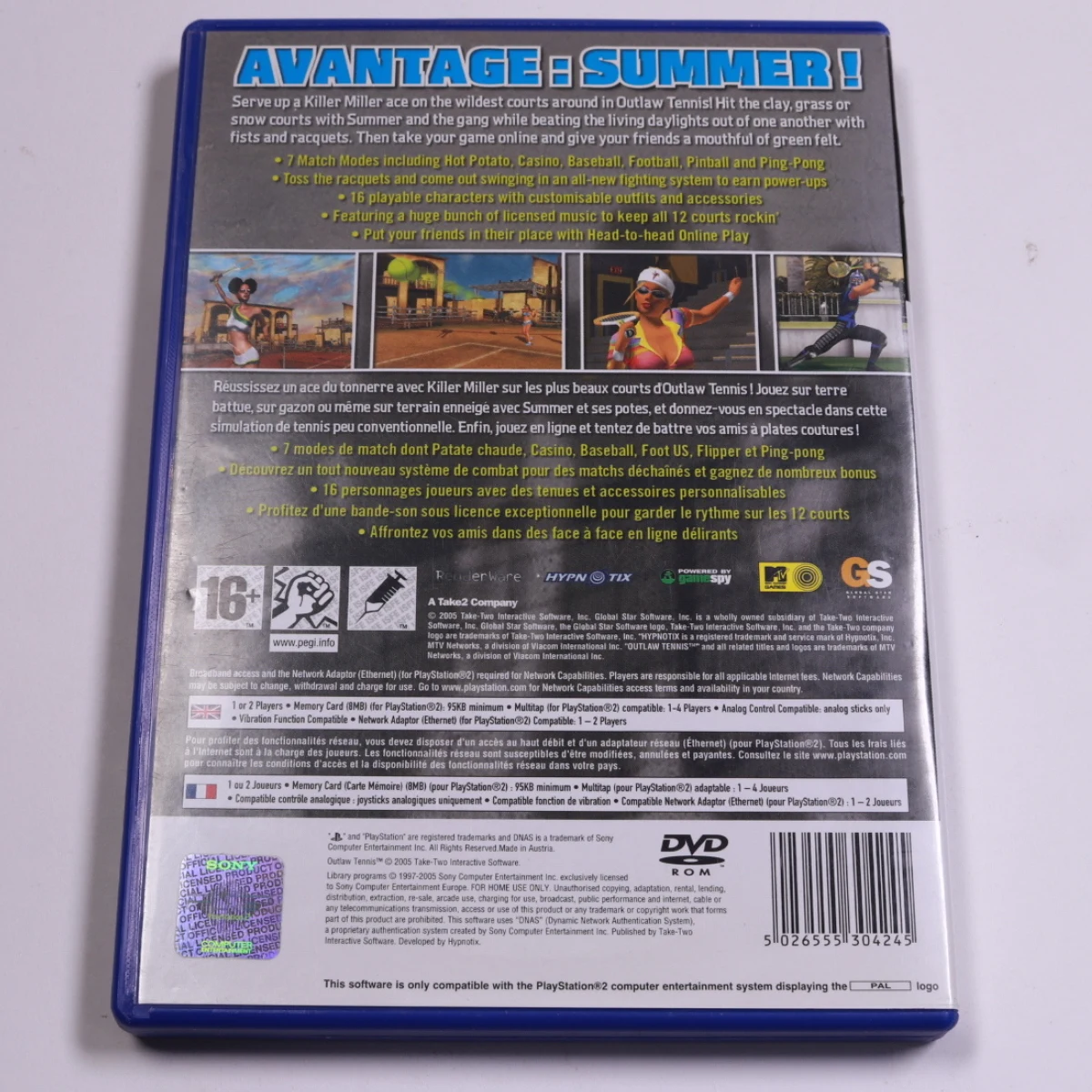 Playstation 2 - Outlaw Tennis - Hypnotix - productfoto 2