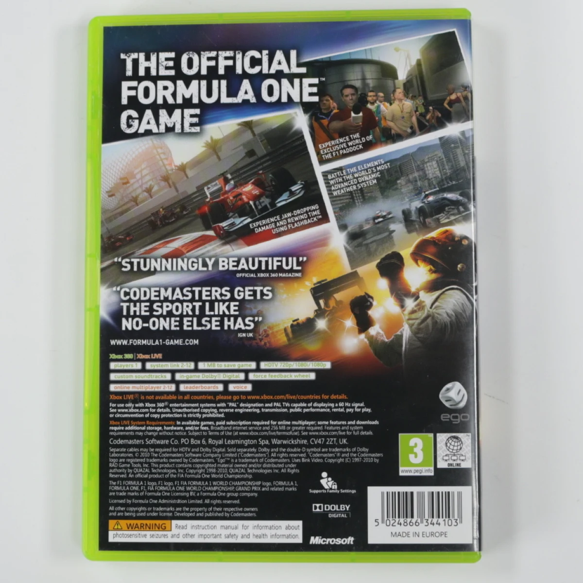 Xbox 360 - F1 2010 - productfoto 2