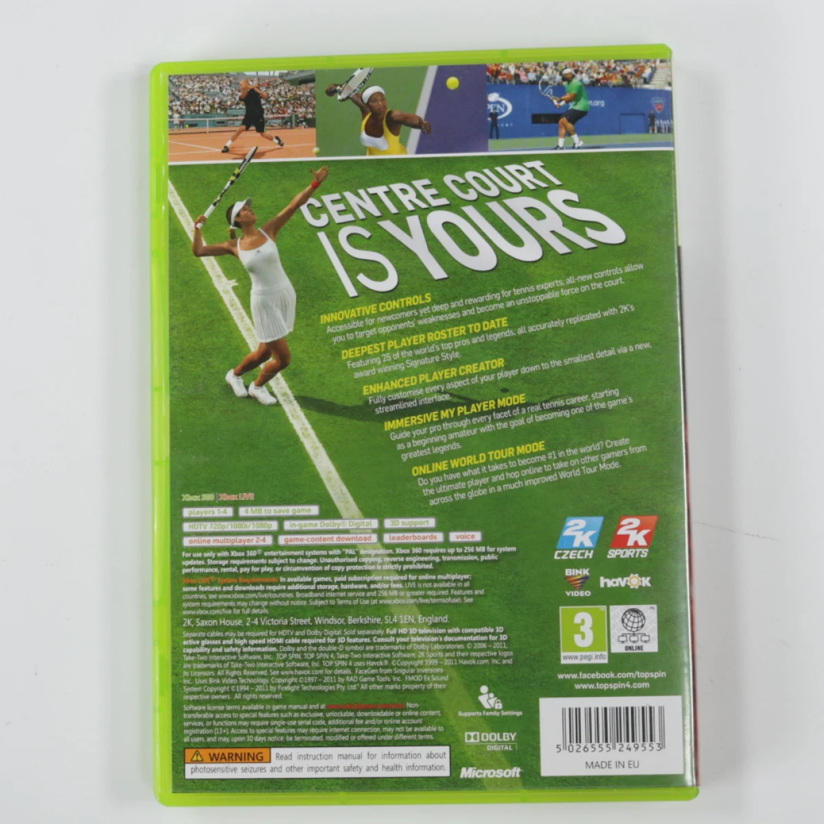 Xbox 360 - Top Spin 4 - productfoto 2