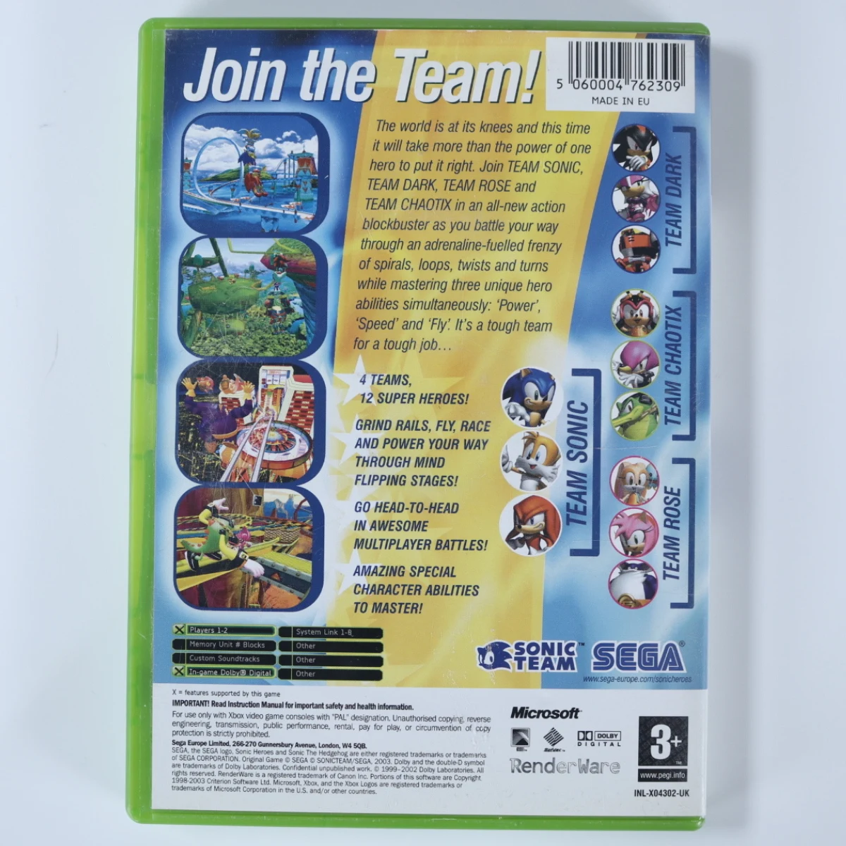 Xbox Classic - Sonic Heroes - Sonic Team USA - productfoto 3