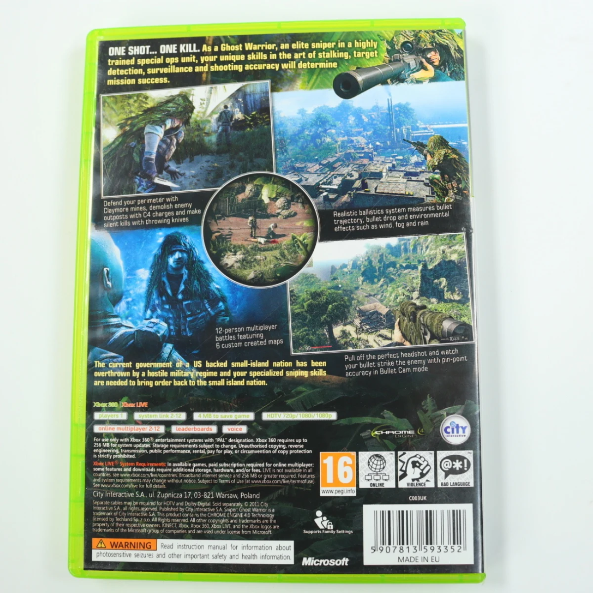 Xbox 360 - Sniper: Ghost Warrior [Classics / No Manual] - City Interactive - productfoto 2