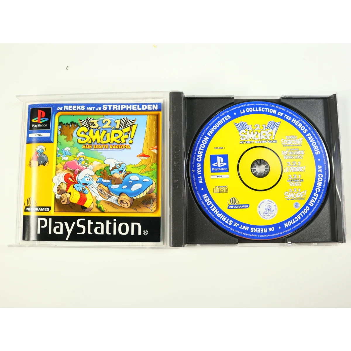 PlayStation 1 - 3, 2, 1, Smurf: Mijn Eerste Racespel - productfoto 3