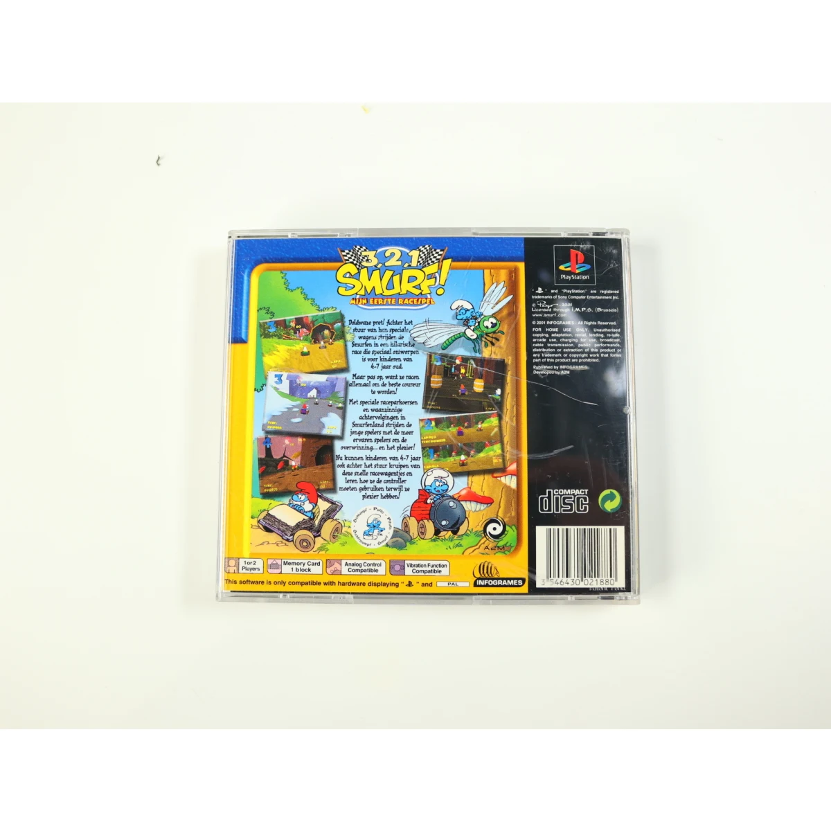 PlayStation 1 - 3, 2, 1, Smurf: Mijn Eerste Racespel - productfoto 2