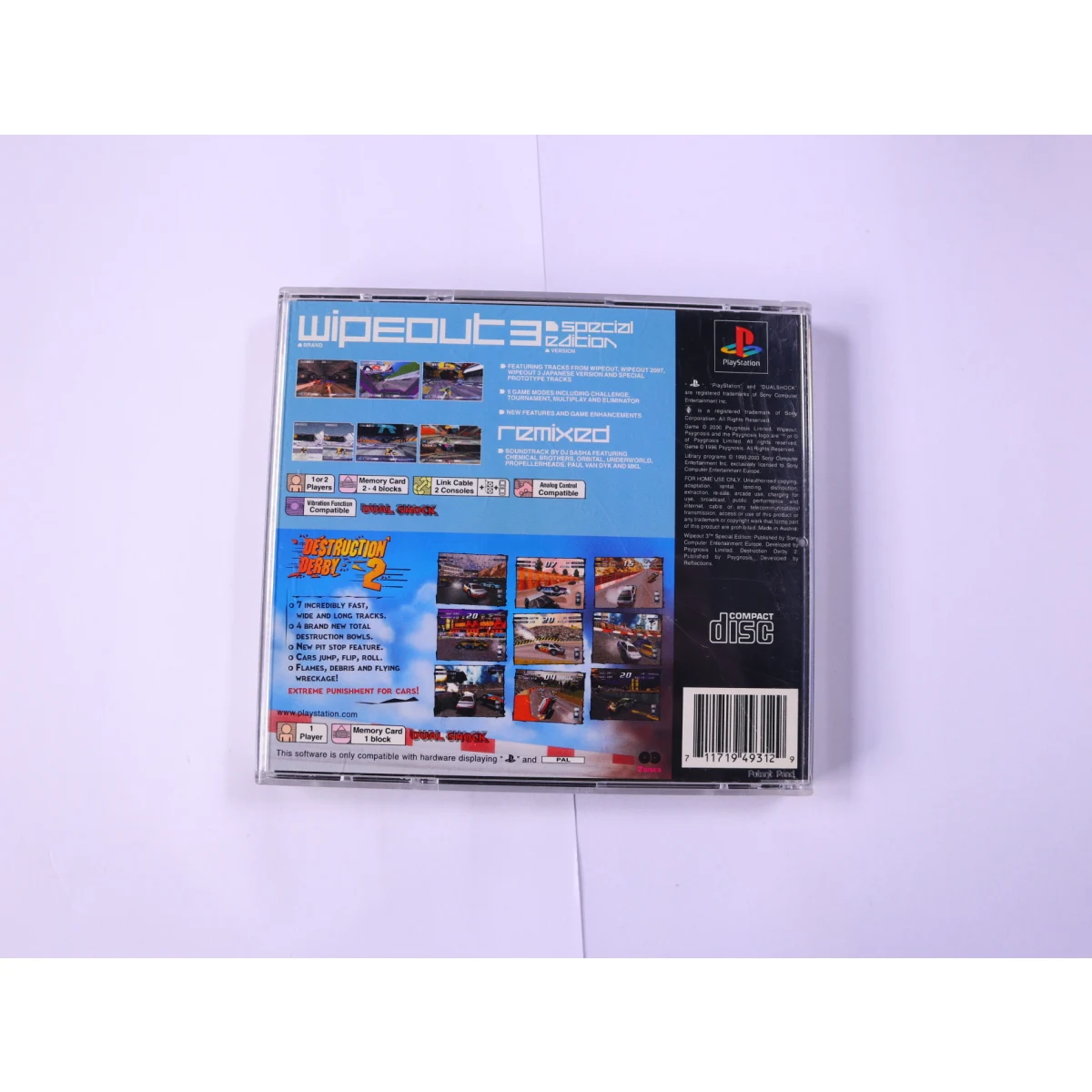 PlayStation 1 - Wipeout 3 & Destruction Derby 2 - productfoto 2