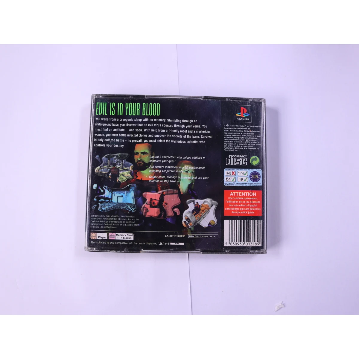 PlayStation 1 - OverBlood A3-D Sci-Fi Adventure - productfoto 2